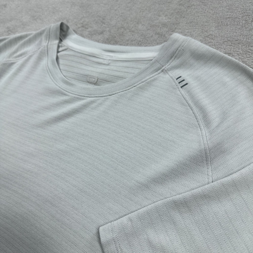 Lululemon Drysense Shirt Men L Light Gray Short Sleeve Training Tee Striped Gym